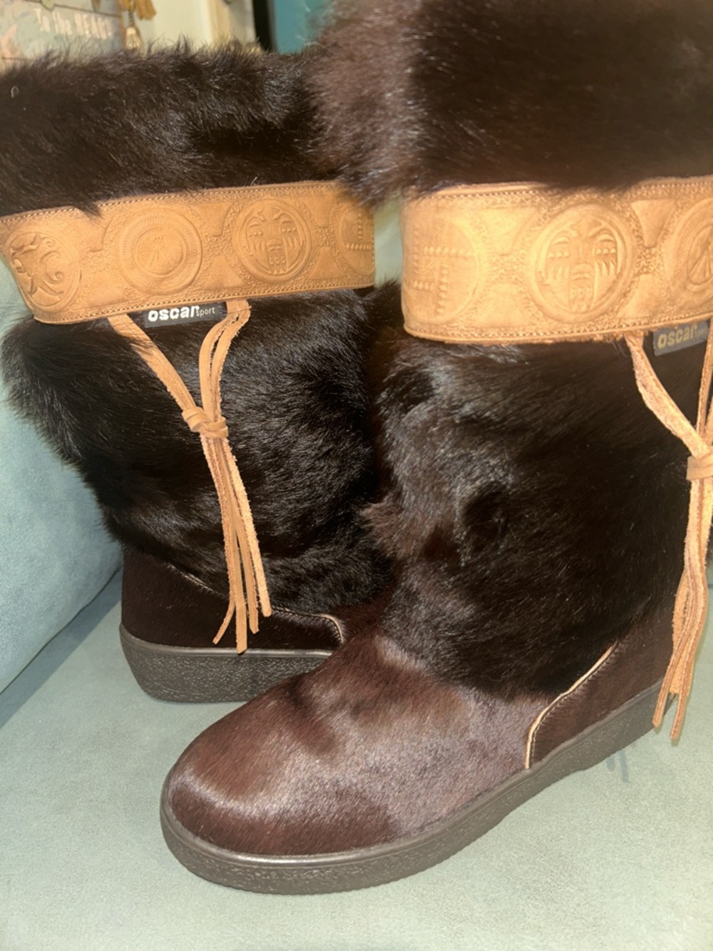 Oscar Sport high-end après-ski brown fur/leather boots made in 🇮🇹 Italy